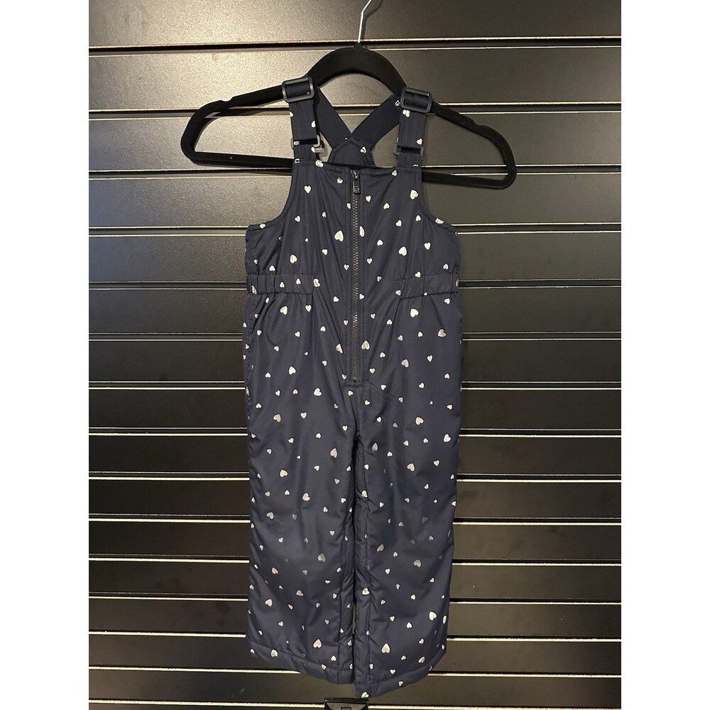 EUC Gap Girls Fleece Lined Snow Pants Overalls size 4 Years - Navy/Silver
